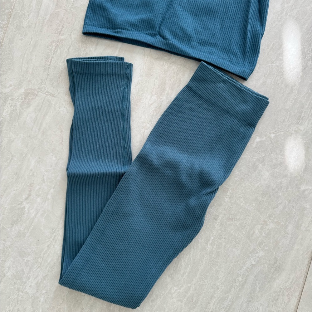 ZARA Lounge Ribbed Set - Blue - Picture 4 of 6